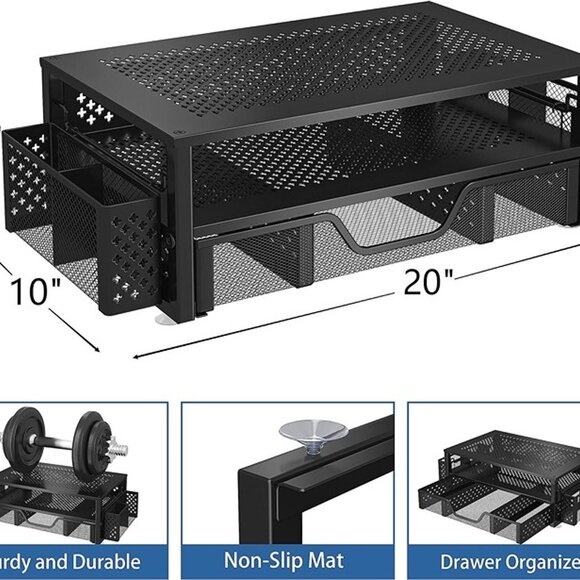 NEW  2 Tier Metal Monitor Stand Monitor riser and Computer Desk Organizer - Picture 6 of 9